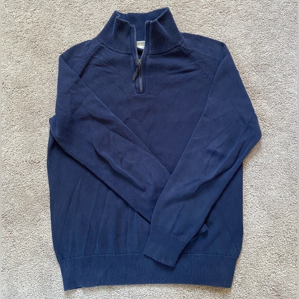 Crewcuts Boys Navy Blue Cotton 1/4 Zip Sweater Size 14